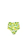 Lia Sahara Women's Reversible Compression High Waist Bikini Bottom In Limoni + Maiolica In Multi
