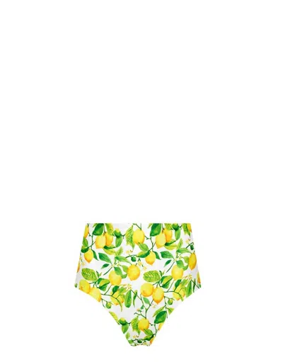 Lia Sahara Women's Reversible Compression High Waist Bikini Bottom In Limoni + Maiolica In Multi