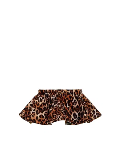 Lia Sahara Women's Reversible Ruffle Belt In Banana Colada + Leopard In Yellow
