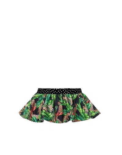Lia Sahara Women's Reversible Ruffle Belt In Midnight Jungle + Black & White Dots