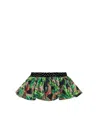 Lia Sahara Women's Reversible Ruffle Belt In Midnight Jungle + Black & White Dots In Green