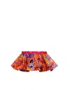 Lia Sahara Women's Reversible Ruffle Belt In Orchid Rush + Fuchsia & Orange Polka Dots In Multi