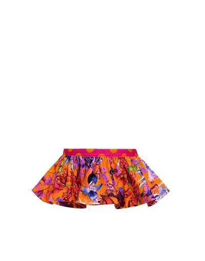 Lia Sahara Women's Reversible Ruffle Belt In Orchid Rush + Fuchsia & Orange Polka Dots In Purple