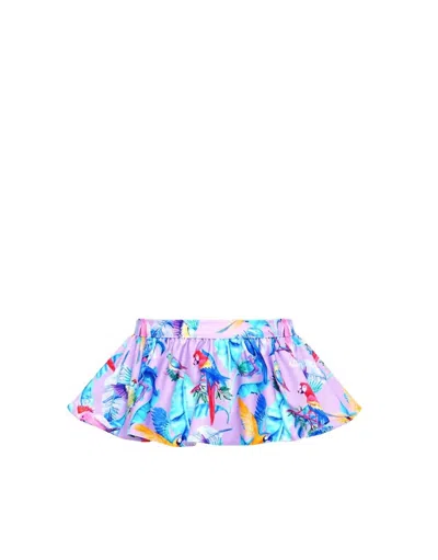 Lia Sahara Women's Reversible Ruffle Belt In Purple Paradise + Lilac & Mint Stripes