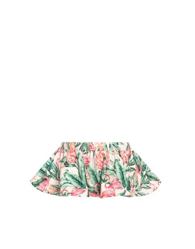 Lia Sahara Women's Reversible Ruffle Belt In Welcome To Miami + Mint & Blush Polka Dots In Green