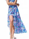 Lia Sahara Wrapover Pareo Skirt In Purple Paradise In Multi