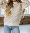 Liam & Company Cami Textured Drop Sleeve Sweater In Oatmeal