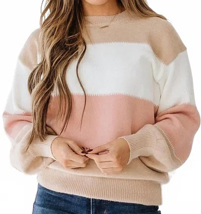 Liam & Company Crandal Color Block Sweater In Dusty Pink