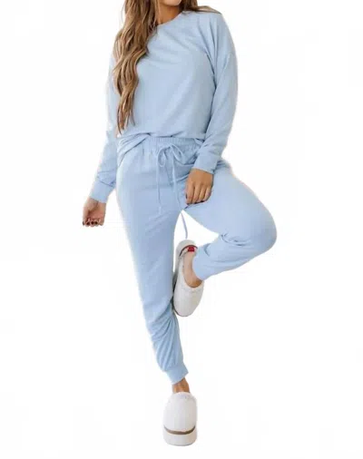 Liam & Company Long Sleeve Loungewear Set In Beau Blue