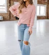 Liam & Company Ryan Knit Henley Top In Rose Tan In Multi