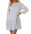 Liam & Company Shiloh Ruffle Hem Sweatshirt Dress In White In Gray