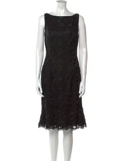Pre-owned Liancarlo Couture Bateau Neckline Knee-length Dress In Black