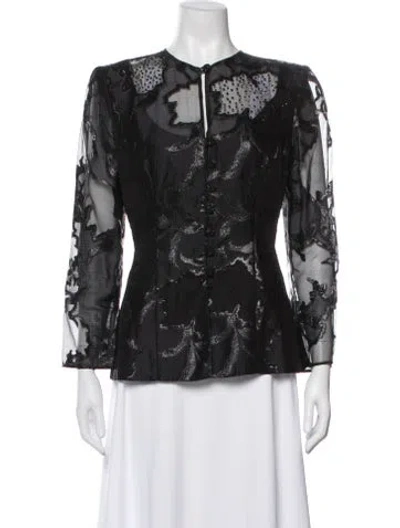 Pre-owned Liancarlo Couture Floral Print Evening Jacket In Black