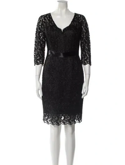 Pre-owned Liancarlo Couture Lace Pattern Mini Dress In Black