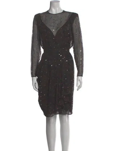 Pre-owned Liancarlo Couture Printed Knee-length Dress In Gray