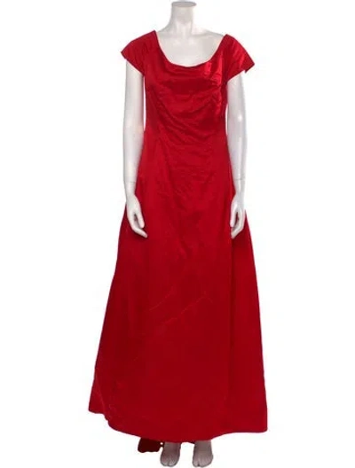 Pre-owned Liancarlo Couture Scoop Neck Long Dress In Red