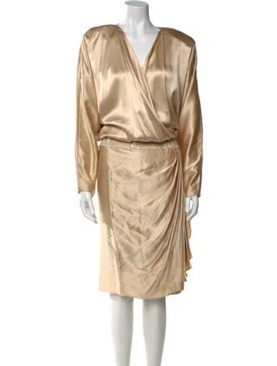 Pre-owned Liancarlo Couture Silk Midi Length Dress In Neutral