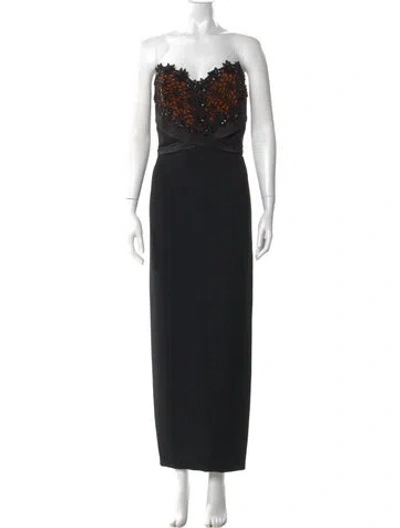 Pre-owned Liancarlo Couture Strapless Long Dress In Black