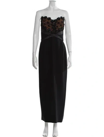 Pre-owned Liancarlo Couture Strapless Long Dress In Black