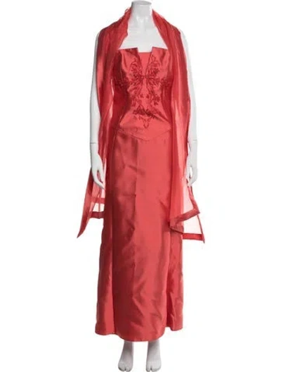 Pre-owned Liancarlo Couture Strapless Long Dress In Red