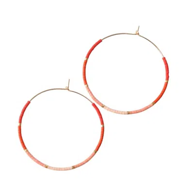 Libby & Smee Women's Seed Bead Hoop Earrings In Ombre In Red