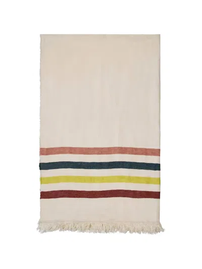 Libeco Belgian Fouta Striped Fringed Towel In Neutral