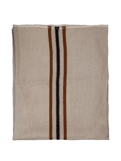 Libeco Foundry Stripe-detail Throw In Neutral