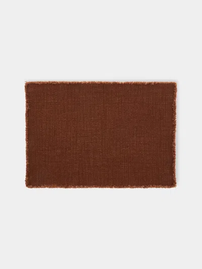 Libeco Jasper Belgian Linen Placemats (set Of 4)  Abask Gift Set In Brown