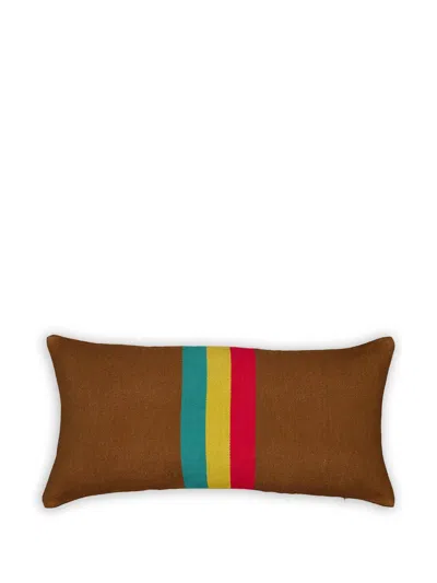 Libeco Manitoba Striped Pillow In Brown