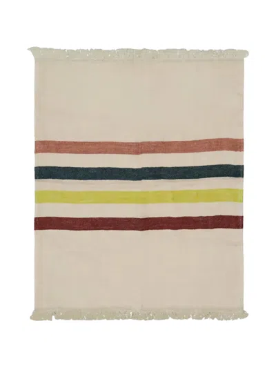 Libeco Striped Fringed Guest Towel In White