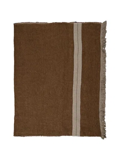 Libeco Striped Fringed Towel In Brown