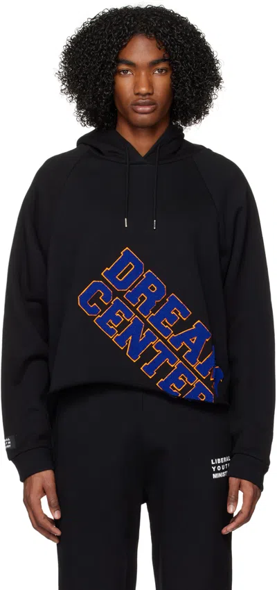 Liberal Youth Ministry Distessed Embroidered Flocked Cotton-jersey Hoodie In 1 Black