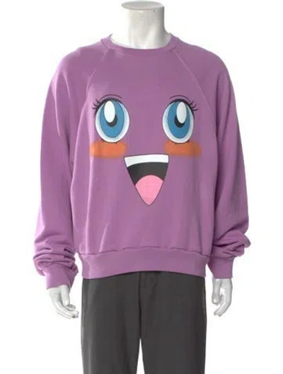 Pre-owned Liberal Youth Ministry Graphic Print Crew Neck Sweatshirt In Purple
