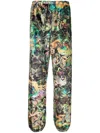 LIBERAL YOUTH MINISTRY GRAPHIC-PRINT VELVET TROUSERS