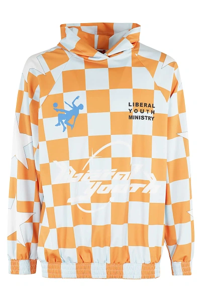 Liberal Youth Ministry Logo Checkerboard-print Hoodie In Orange