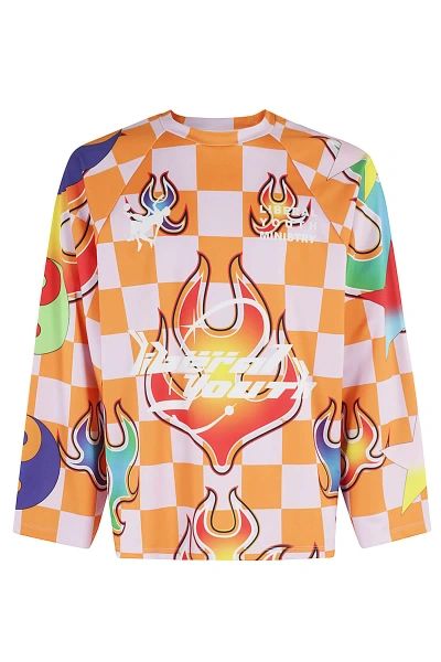 Liberal Youth Ministry Graphic Checkerboard-print Sweatshirt In Pink Orange