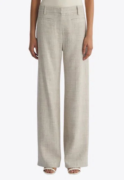 Liberowe Alice Linen Straight Pants In Gray