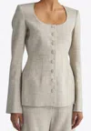Liberowe Amber Linen Long-sleeved Top In Gray