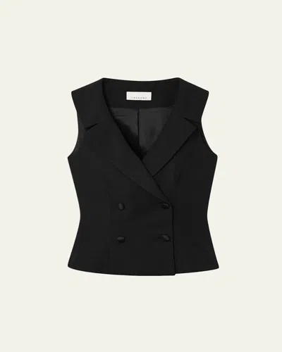 Liberowe Blair Double-breasted Sleeveless Blazer Top In Black
