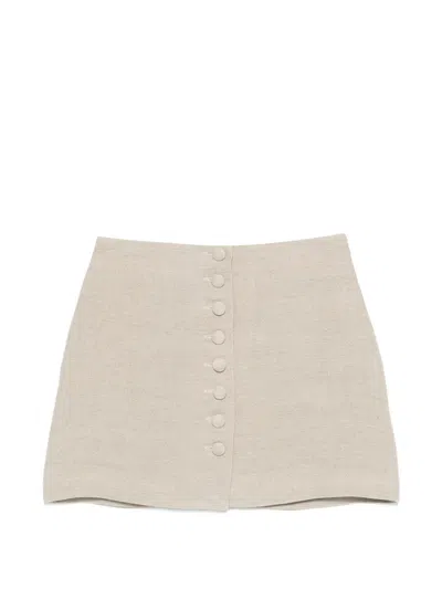 Liberowe Buttoned Mini Skirt In Neutral