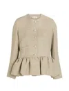 Liberowe Buttoned Ruffled-hem Jacket In Gray
