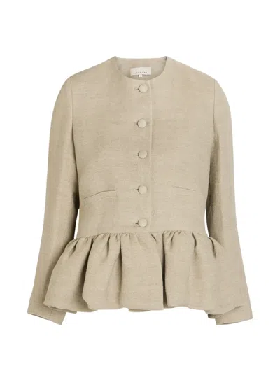Liberowe Buttoned Ruffled-hem Jacket In Gray