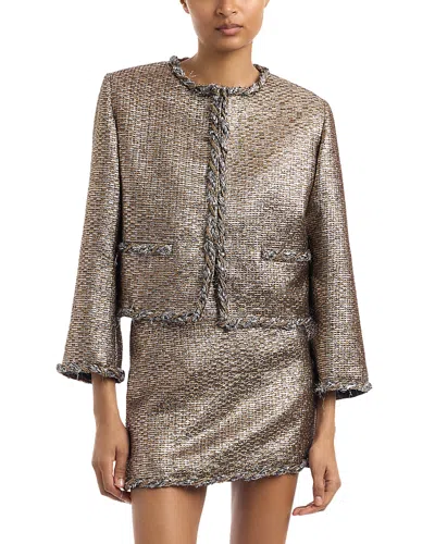 Liberowe Cora Cropped Metallic Jacket In Brown