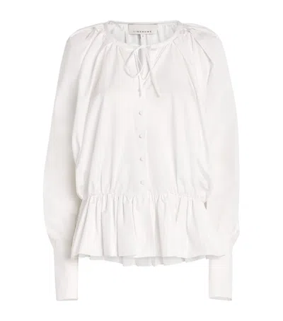 Liberowe Cotton Poplin Peplum Shirt In White