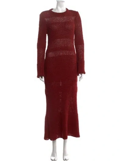 Pre-owned Liberowe Crew Neck Long Dress In Red