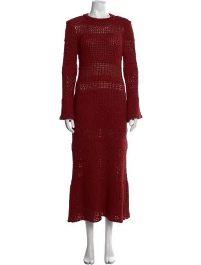 Pre-owned Liberowe Crew Neck Long Dress In Red