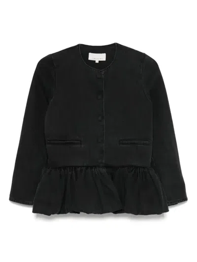 Liberowe Denim Peplum Jacket In Black