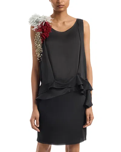 Liberowe Embellished Sleeveless Silk Top In Black
