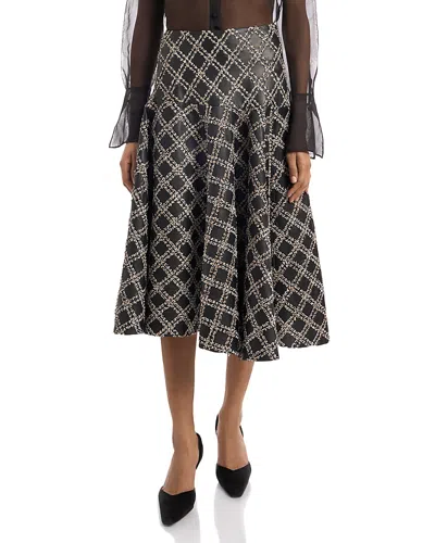 Liberowe Embroidered Leather Midi Skirt In Gray