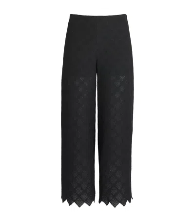 Liberowe Lace-trim Amanda Wide-leg Trousers In Black